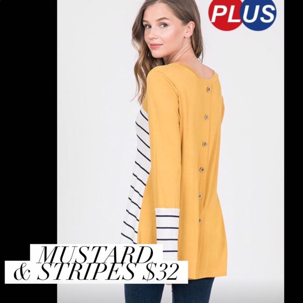 Long sleeved mustard & Stripes top